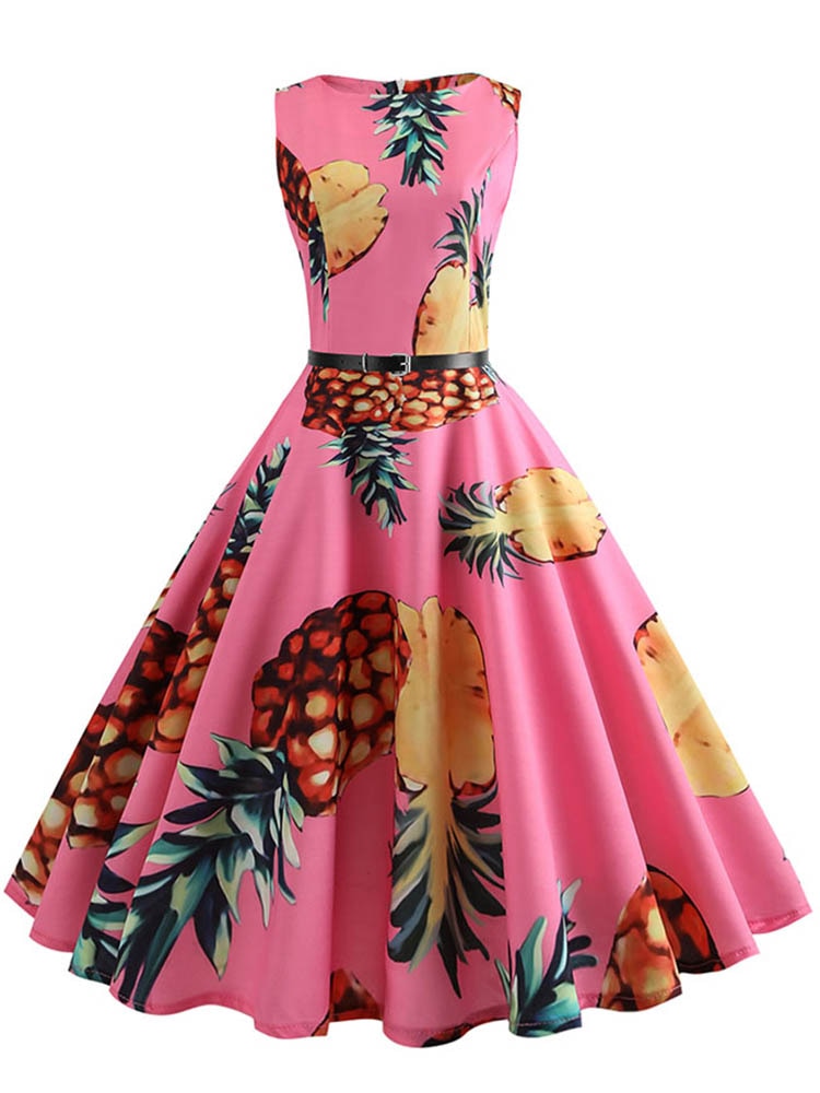Butterfly Print Summer Dress Women Floral Vintage Dresses Elegant Retro Party Tank Sleeveless Casual Office Dress