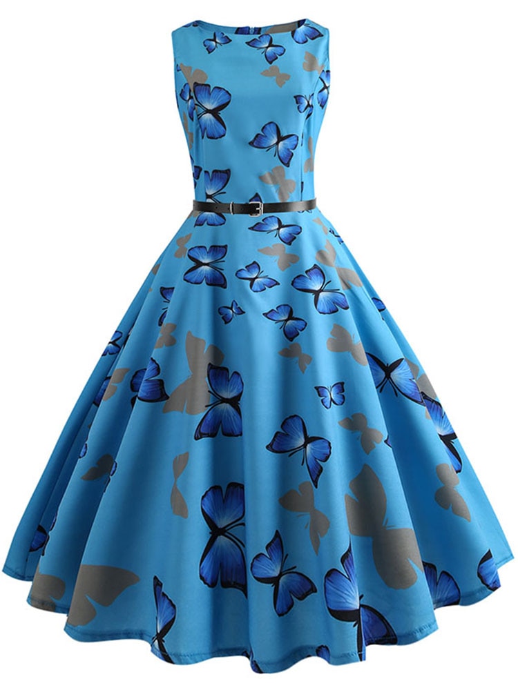 Butterfly Print Summer Dress Women Floral Vintage Dresses Elegant Retr Mega Mart Center Butterfly Print Summer Dress Women Floral Vintage Dresses Elegant Retr Mega Mart Center
