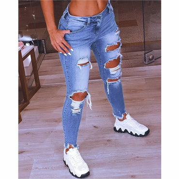 2022 Spring New Women's Low Waist Ripped Jeans