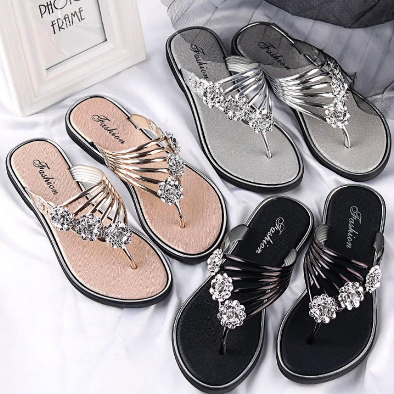 Sexy Women's Flat Flip Flops Fashion Casual Slippers Flower Lightweight Sandals