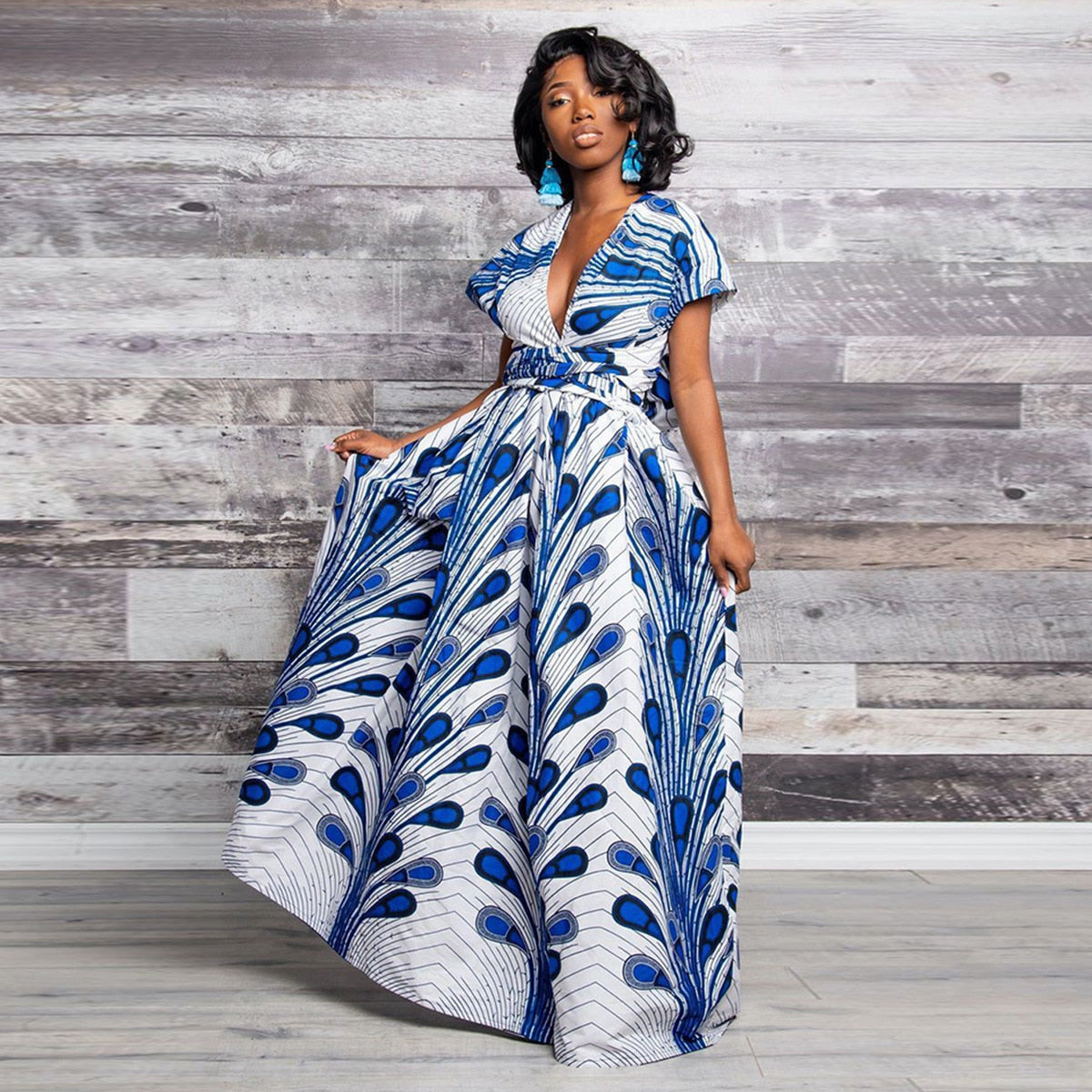 Sexy African Dresses for Women Print Clothing Formal Dresses Party