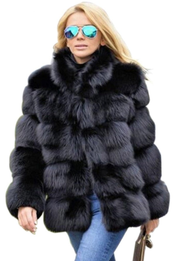 Women's Elegant Faux Fur Coat - Autumn Winter, Fluffy Black, Thick Warm, Office Style, Available in Multiple Sizes Red / L Women's Elegant Faux Fur Coat - Autumn Winter, Fluffy Black, Thick Warm, Office Style, Available in Multiple Sizes Red / L
