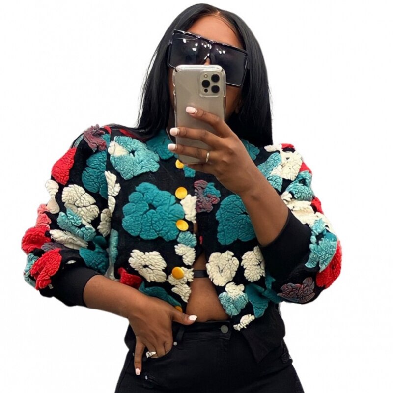 Dashiki African Casual Loose Jacket Woman Jacket Bomber Jacket Women Colorblock Coat Women Winter Spring Autumn New Sports Style