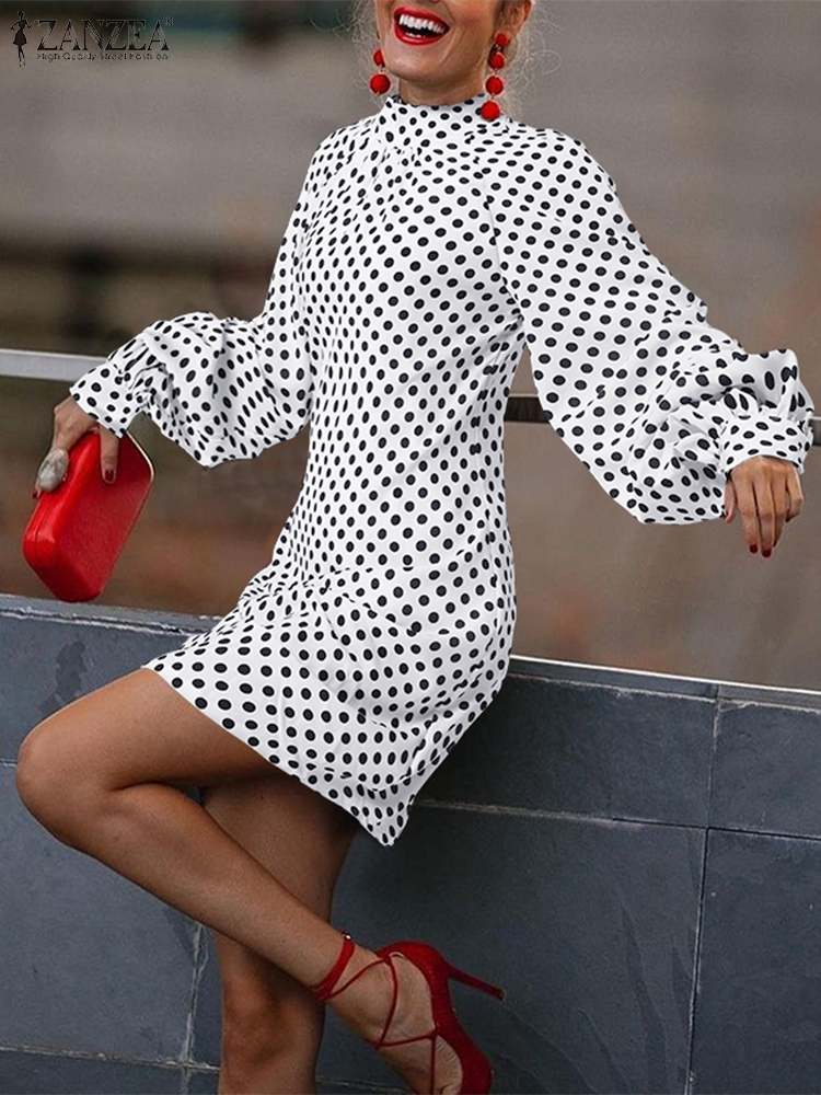 Sexy Fashion OL Bohemian Dress Women Puff Sleeve Sundress