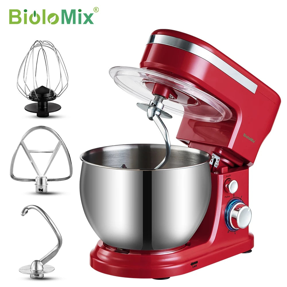 BioloMix 6L/5L Mixer Planetary 6-speed Kitchen Food Blender Stainless Steel Bowl Cake Mixer Egg Whisk