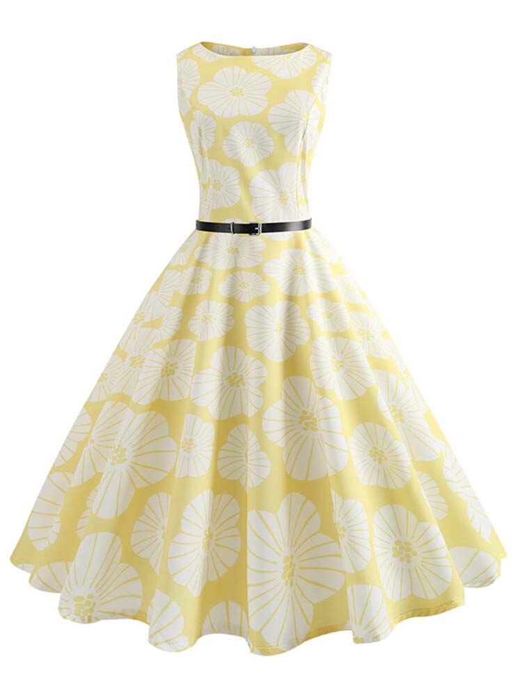 Butterfly Print Summer Dress Women Floral Vintage Dresses Elegant Retro Party Tank Sleeveless Casual Office Dress