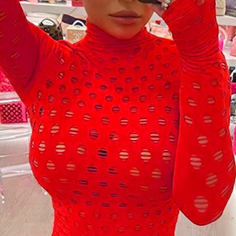 Turtleneck Streetwear Hollow Out 2Two Piece Set for Women Sexy See Through Bodysuit Leggings Suits Outfits 2021 Skinny Active