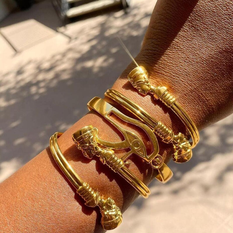 Egyptian Queen Nefertiti Bangles For Women MenAdjustable Africa Couple Bracelet HipHop Punk Bracelets Jewelry Gifts 2022