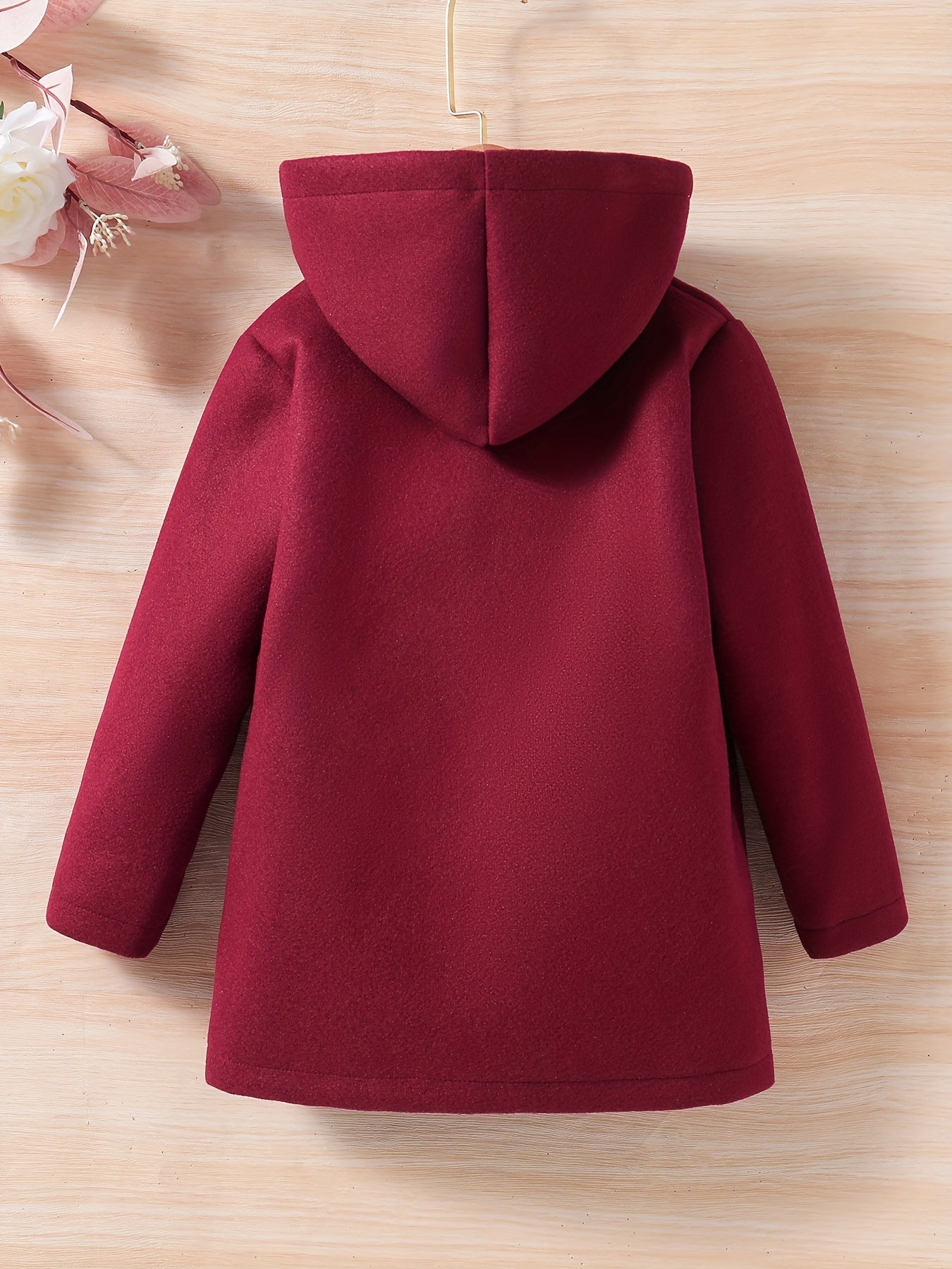 Baby Girls Toddler Girls Casual & Elegant Hooded Coat Floral Print Button Design Hoodies For Autumn And Winter