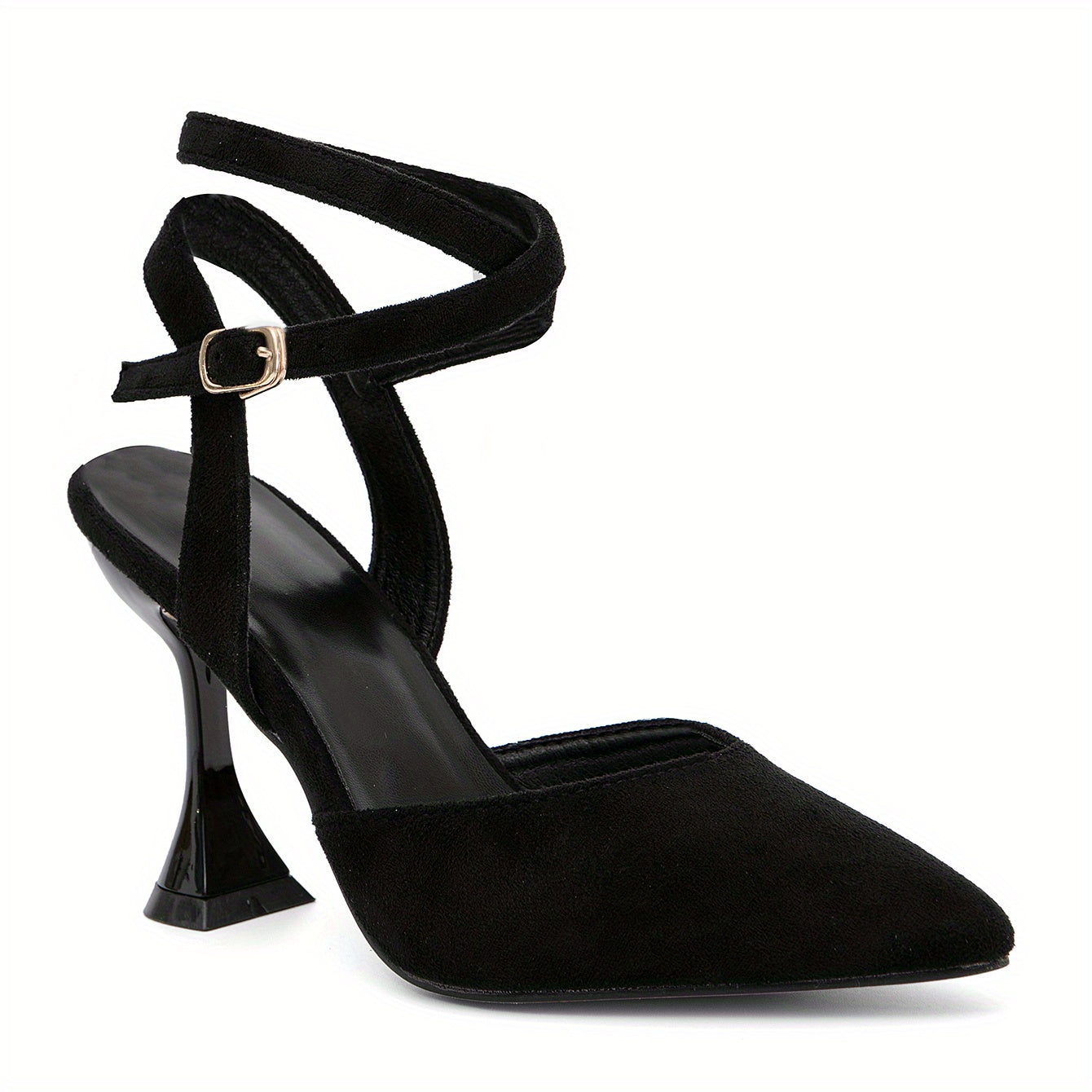 Women's Pointed Toe High Heels, Solid Color Crisscross Strap Slingback Sandals, Stylish Pyramid Heeled Sandals