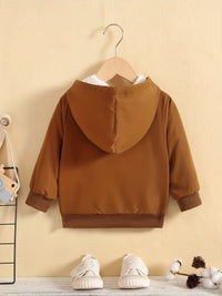 Kids Fleece Lined Warm Hooded Zipper Coat, Toddler Baby's Casual Hoodie Jacket