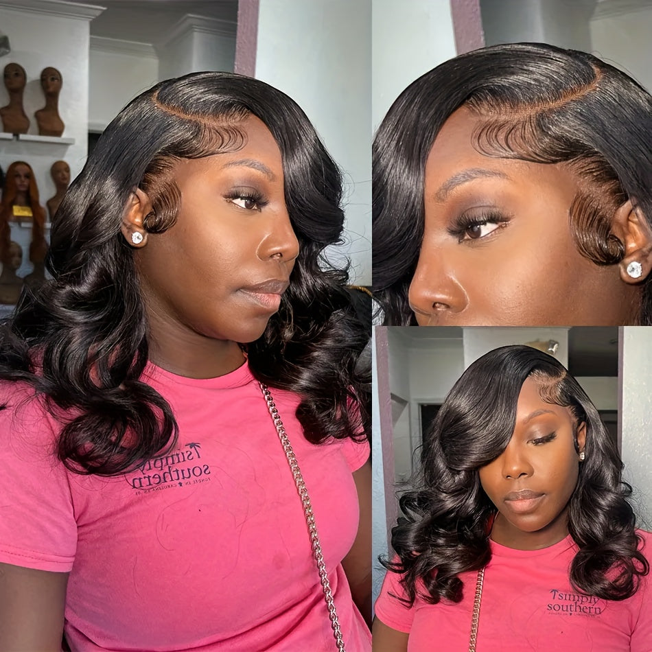 Short Bob Wig 13x4 HD Lace Frontal Wig Human Hair Brazilian Remy Transparent Lace Front Wig For Women Loose Body Wave Pre Plucked Closure Wigs 180% Density 10 12 14 16 Inch