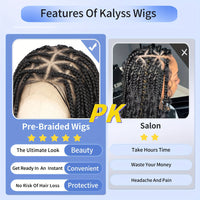 36 Bohemian Chic Box Braids Wig - Triangle Knotless & Curly - Synthetic Embroidered Double Lace Wigs for Women