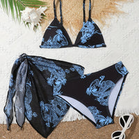 Trendy & Elegant Girls 3pcs Bikini Swimwear Set Comfy Bathing Suit Summer Clothes Beach