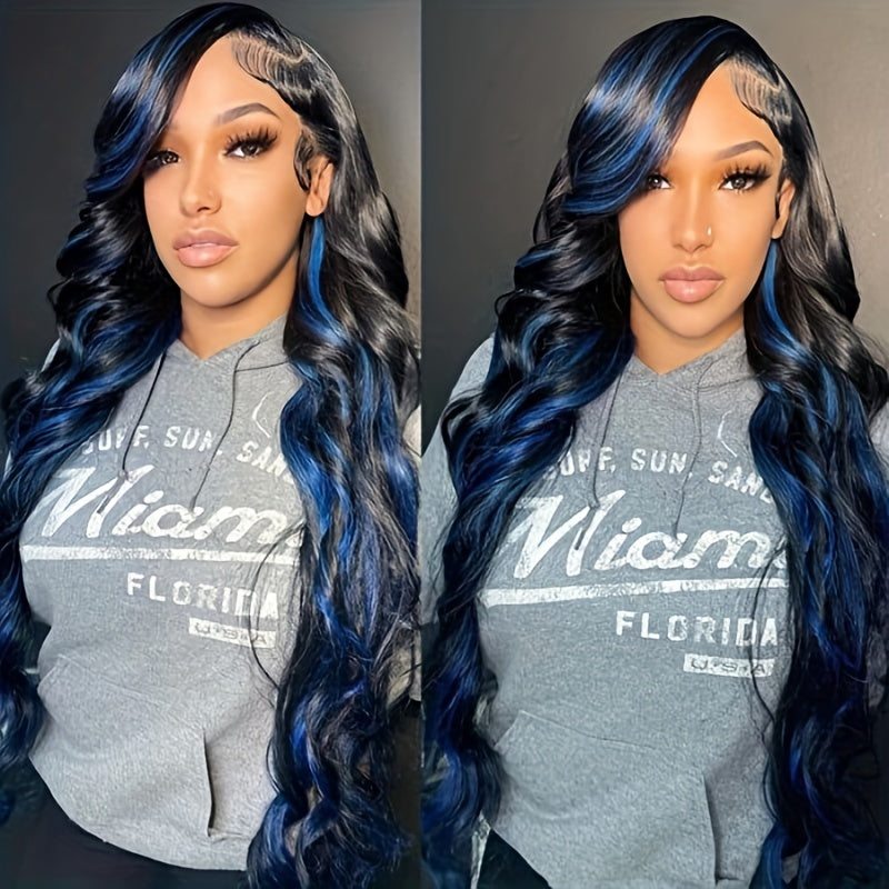 Blue Highlight Body Wave Luxury Wig - 13x4 HD Lace, 180% Density | Brazilian Remy for Ultimate Style & Comfort
