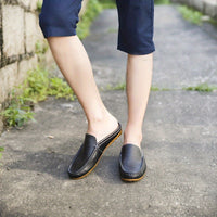 Men's Solid Colour Mesh Breathable Hollow Out Mule Shoes, Comfy Non Slip Casual Rubber Sole Dress Shoes, Men's Footwear