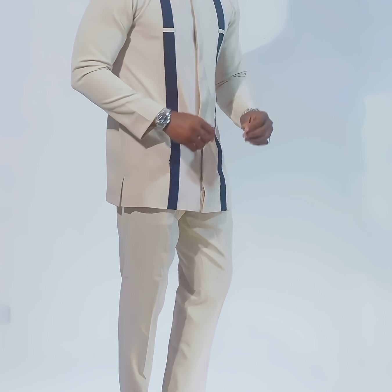[2-Piece African Dashiki Suit] African Dashiki Men'S Suit  Long-Sleeved Top  Cardigan  Lapel  Patch  Hem Slit  Elastic Pants African Clothing  Men'S Casual Shirt And Trousers 2-Piece Set  Four Seasons New 1 Set Street Style