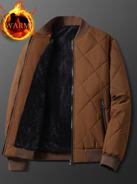 Men's Regular Fit Solid Color Sherpa Lined Varsity Jacket, Casual Fleece Lined Baseball Jacket Coat for Winter Autumn