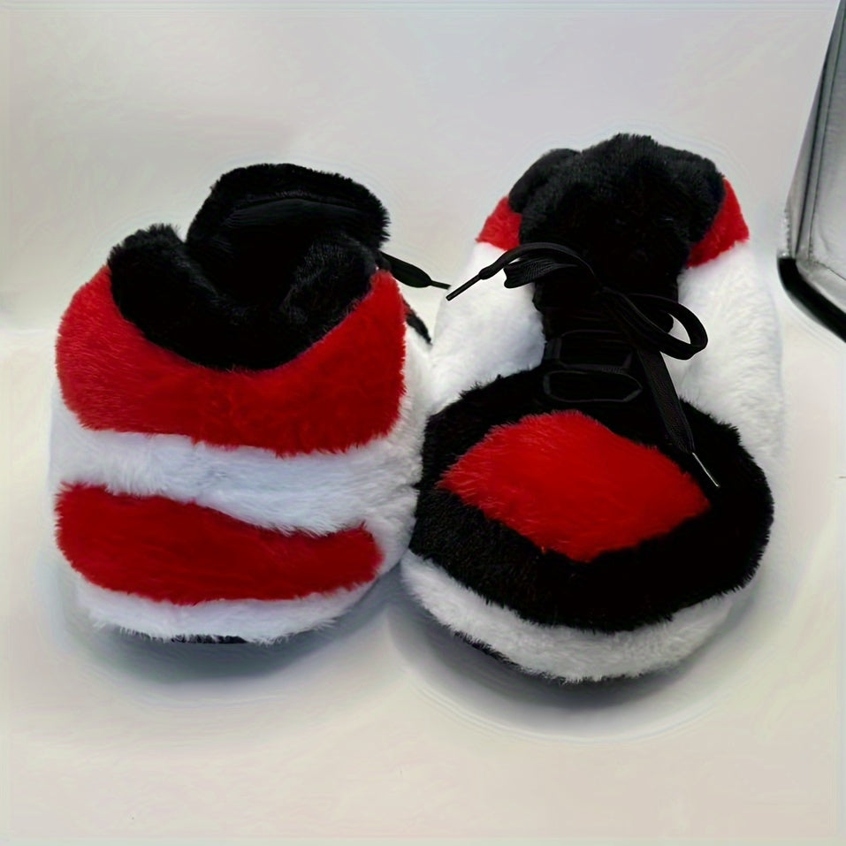 Men's Fuzzy Lace Up Thermal Home Shoes, Comfy Non Slip Casual Funny Indoor Shoes, Men's Footwear