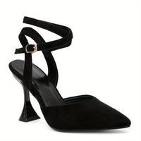 Women's Pointed Toe High Heels, Solid Color Crisscross Strap Slingback Sandals, Stylish Pyramid Heeled Sandals