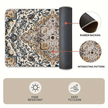 2pcs/set Sm:)e Flowers Bohemia Kitchen Mats, Daily Boho Home Decor Low-Profile Kitchen Rugs For Floor - 17x29 Inches And 17x47 Inches