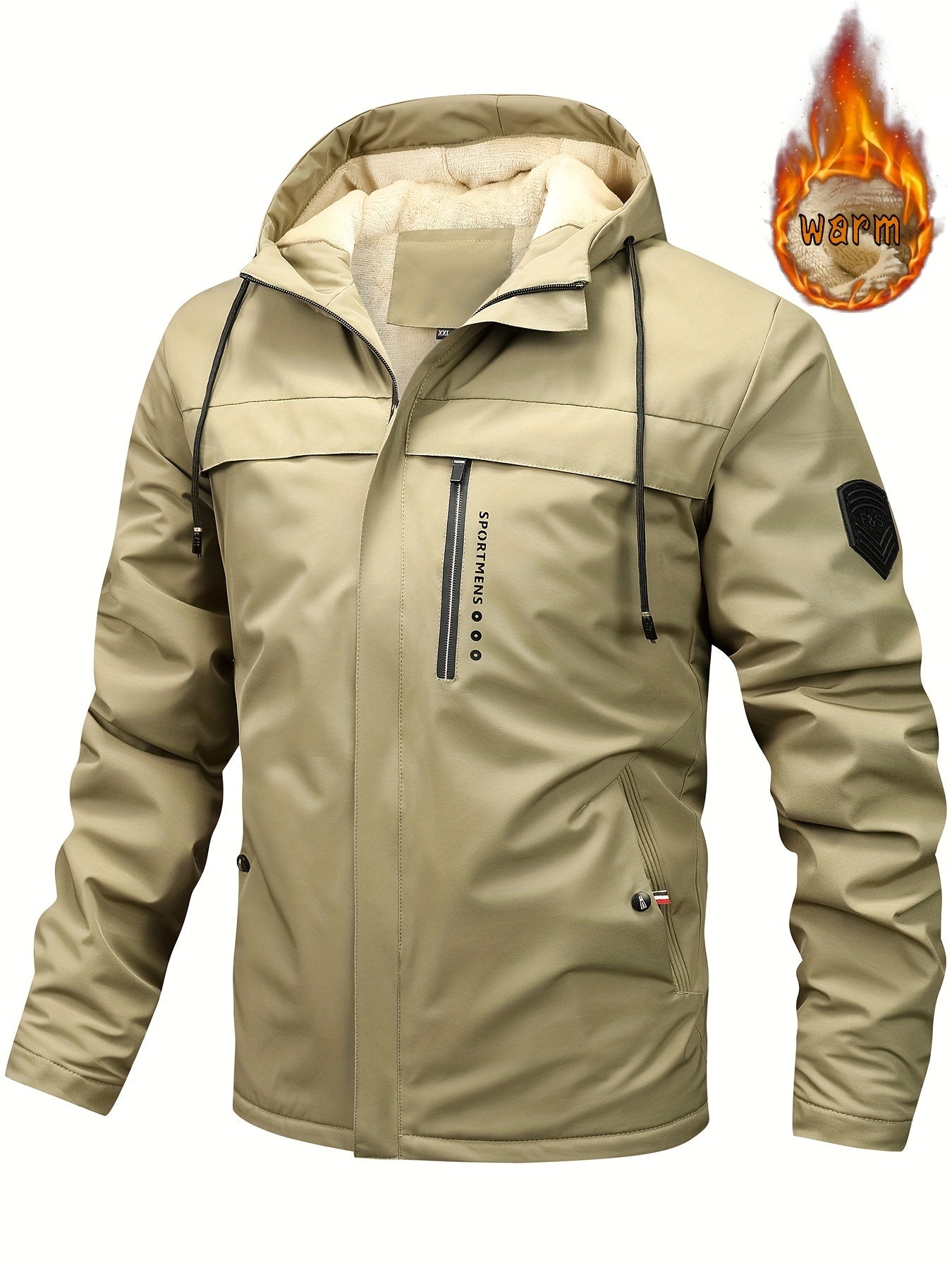Men's Warm Fleece Casual Winter Hooded Jacket Coat For Outdoor Activities