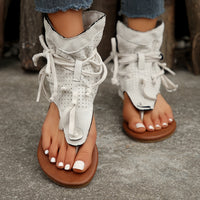 Cross-border Cool Boots European and American Hot Selling Retro Comfortable Flat Bottom Tassel Hollow Toe Women's Sandals