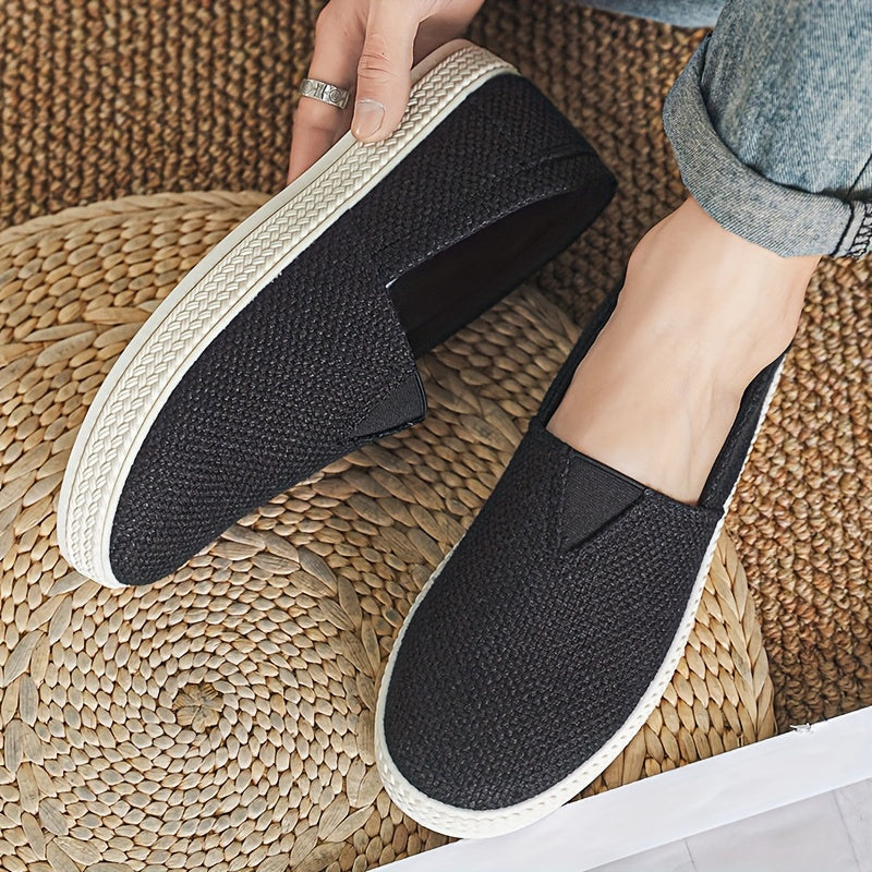 Comfy Slip-On Loafers - Men's Canvas Shoes with Breathable Solid Colours, Non-Slip Soles, Durable Design for Outdoor Activities and Casual Walking - Comfortable, Relaxed Fit for Men's Footwear