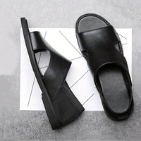 Men's Solid Color Open Toe Breathable Sandals, Comfy Non Slip Casual Durable Beach Water Shoes, Men's Footwear