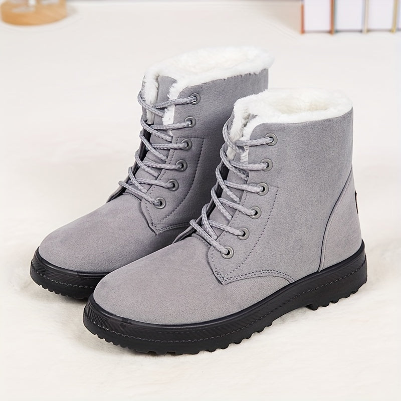 [Winter Snow Boots] Slip-Resistant & Plush Lined Women's Winter Snow Boots | PU Sole, Lace-Up Closure, Cushioned Insole - Cold Weather Boots for Everyday & Formal Outfits - Extended Sizes up to US Women's 44 (EU 43) - Black B