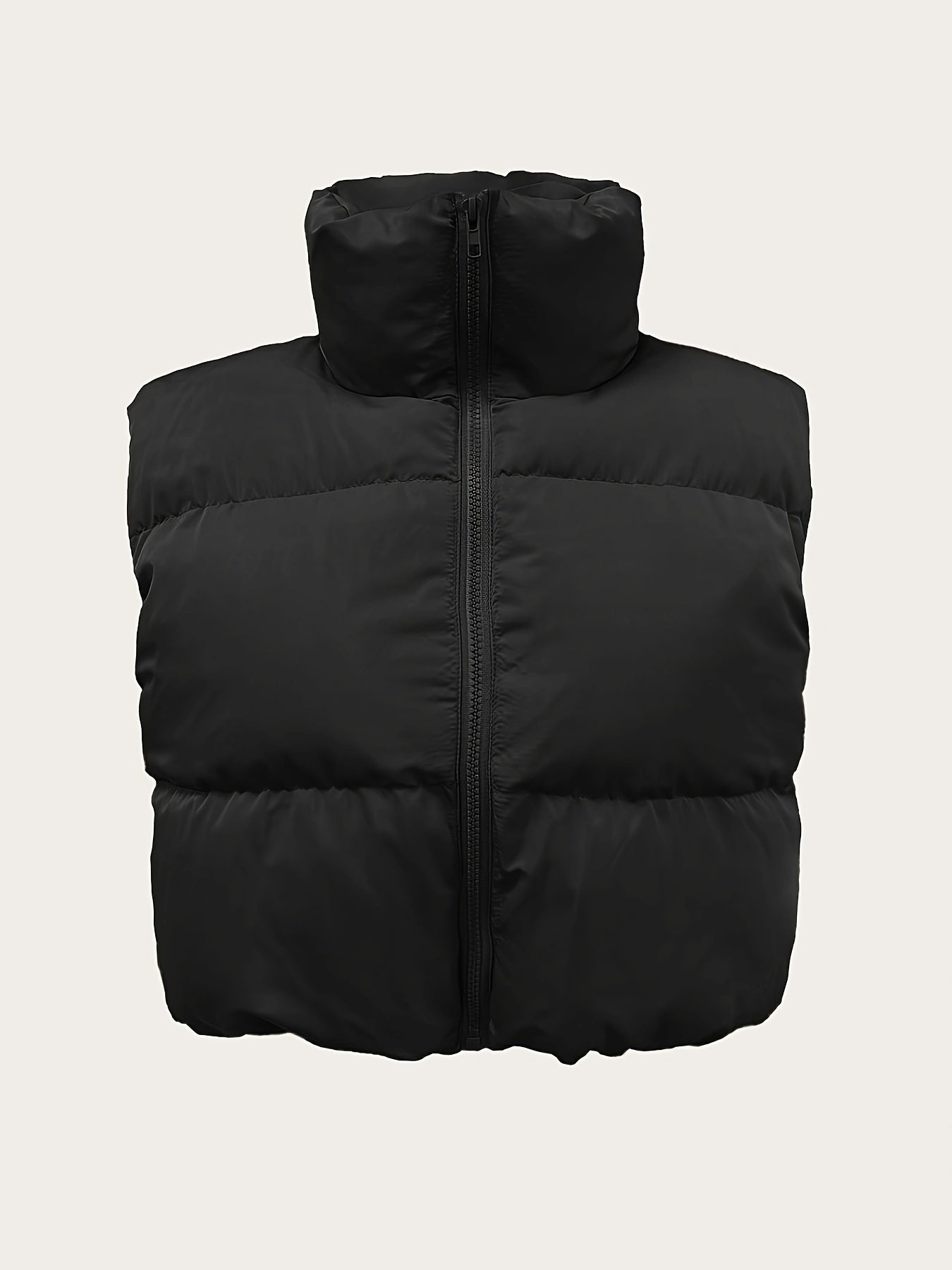 Stylish High Neck Sleeveless Vest Coat - Zip-Up, Casual, Solid Color, Women's Outerwear - Perfect for Daily Wear, Travel, and Outdoor Activities