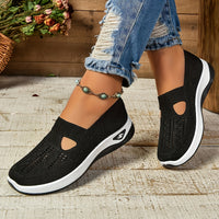 Women's Cut-out Sneakers, Casual Breathable Slip On Walking Shoes, Lightweight Outdoor Flat Shoes