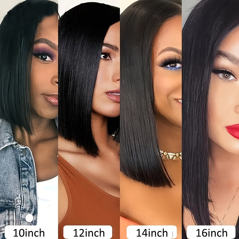 Glowing Short Bob Human Hair Wig - Super Dense 180% Volume with Seamless 13x4 Lace Front, Flawless Natural Hairline & Cute Baby Hair - Realistic and Irresistible