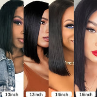 Glowing Short Bob Human Hair Wig - Super Dense 180% Volume with Seamless 13x4 Lace Front, Flawless Natural Hairline & Cute Baby Hair - Realistic and Irresistible