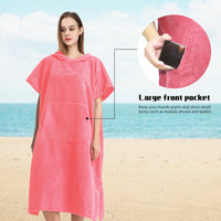 Quick Dry Hooded Towel Robe with Pocket for Swimming, Surfing, and Outdoor Activities - Unisex One Size