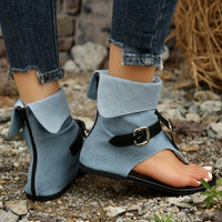 Womens Comfortable Flat Thong Sandals with Adjustable Buckle - Lightweight Summer Footwear featuring Back Zipper - Perfect for Koningsdag Celebrations