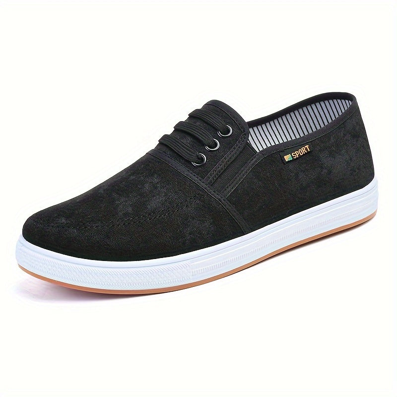 Comfy Tai Chi Kung Fu Slip-On Shoes - Men's Canvas Shoes with Non-Slip Durable Rubber Sole, Breathable Canvas Upper, and Soft Insoles for Comfortable Walking and Martial Arts Training - Ideal for Men's Footwear and Fitness En
