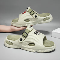 Men's Trendy Street Style Chunky Slippers, Comfy Non Slip Casual Durable Soft Sole EVA Slides, Men's Footwear