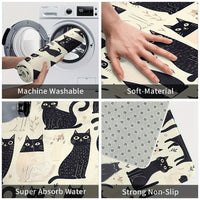 Cats Animal Kitchen Mats: Non-slip, Durable Bathroom Pads, Comfortable Standing Runner Rugs, Carpets for Kitchen, Home, Office, Sink, Laundry Room, Bathroom, Spring Decor, Available in Different Sizes