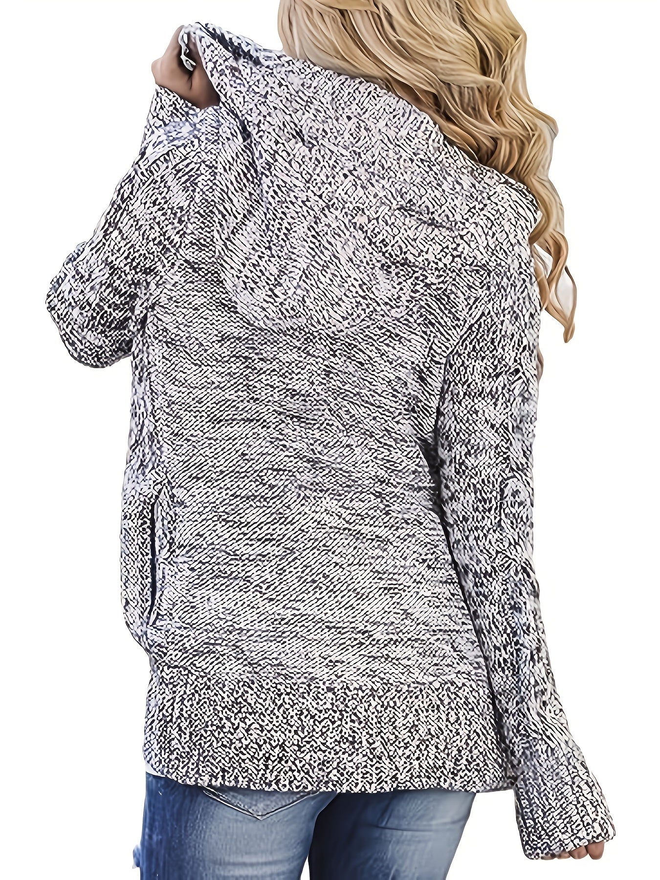 Women's Cable Knit Hooded Cardigan with Buttons and Pockets - Cozy Long Sleeve Sweater Coat for Casual Wear