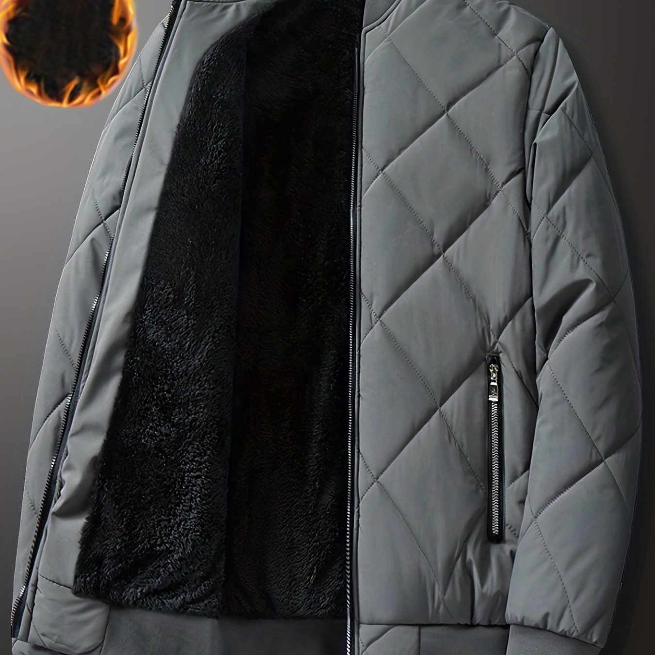 Men's Regular Fit Solid Color Sherpa Lined Varsity Jacket, Casual Fleece Lined Baseball Jacket Coat for Winter Autumn