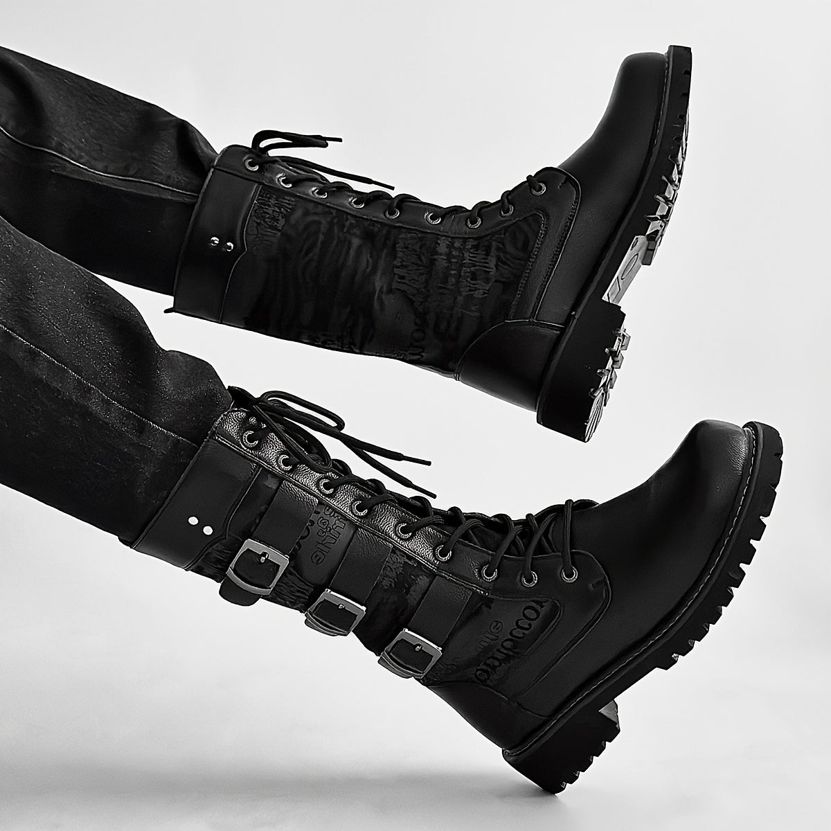 Men's Trendy Solid Colour High Top Lace Up Boots, Comfy Non Slip Durable Rubber Sole Shoes For Men's Outdoor Activities, Men's Footwear