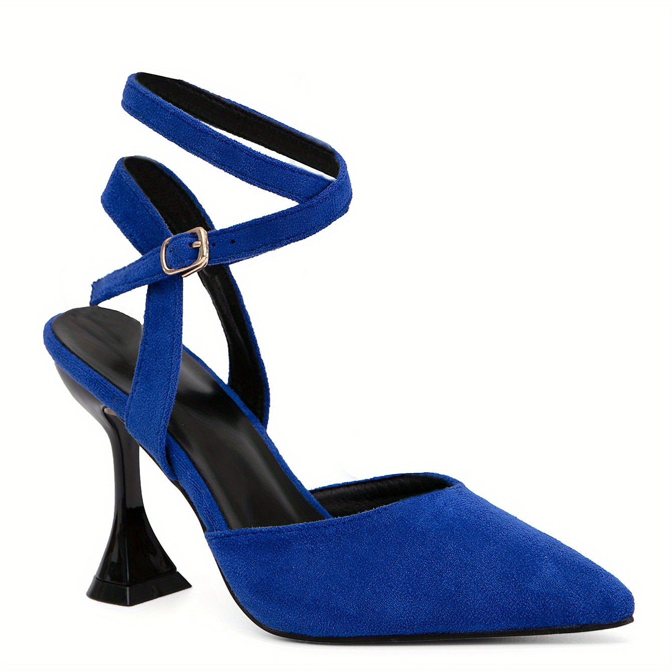 Women's Pointed Toe High Heels, Solid Color Crisscross Strap Slingback Sandals, Stylish Pyramid Heeled Sandals