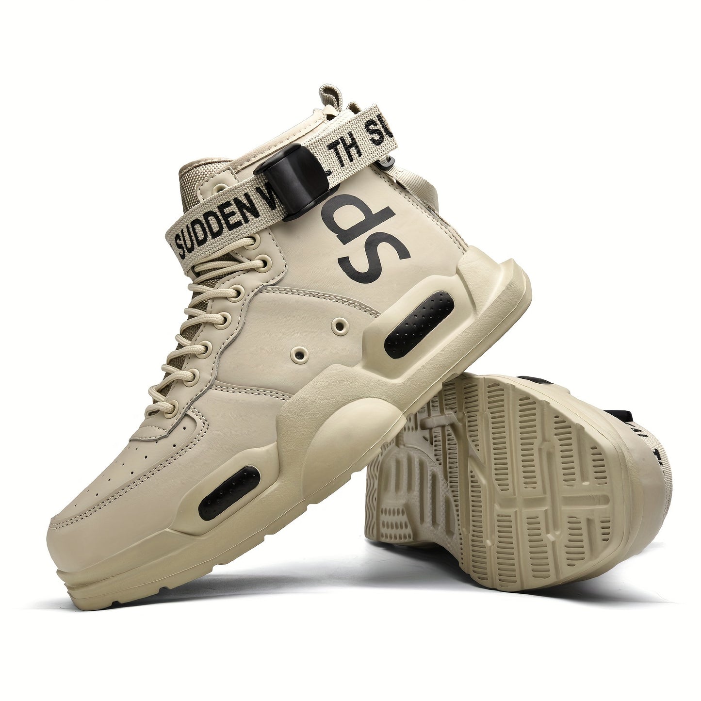 Men's Easily Wiped Clean Skate Shoes With Good Grip, High Top Trainers Fashion Sneakers Breathable Lace-up Outdoor Shoes, Men's Footwear