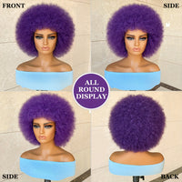 Short Afro Wigs For Women Blonde 10 Inch Afro Curly Wig With Bangs 70s Large Bouncy Soft Synthetic Female Wigs For Party Cosplay