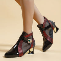 Women's Rhinestone Mesh Ankle Boots with Pointed Toe, Fashionable Short Boots