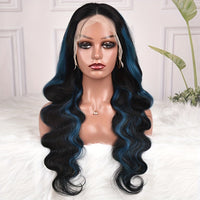 Blue Highlight Body Wave Luxury Wig - 13x4 HD Lace, 180% Density | Brazilian Remy for Ultimate Style & Comfort