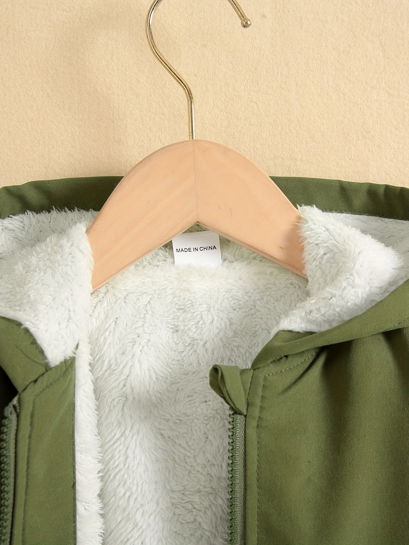 Kids Fleece Lined Warm Hooded Zipper Coat, Toddler Baby's Casual Hoodie Jacket