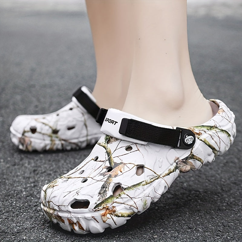 Men's Trendy Hollow Out Breathable Clogs, Comfy Non Slip Durable Soft Sole EVA Slippers For Men's Outdoor Activities, Men's Footwear