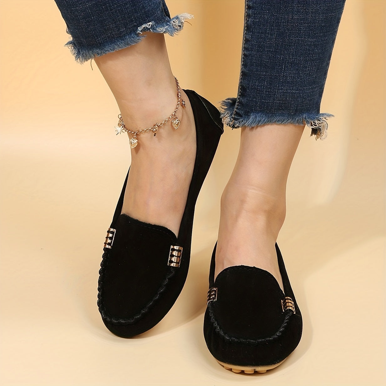 [Comfortable Loafers] Comfortable Round Toe Loafers | Women's Solid Slip On Shoes, Women's Footwear